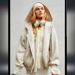 UO Casey Faux Suede Zip-Up Hoodie Jacket